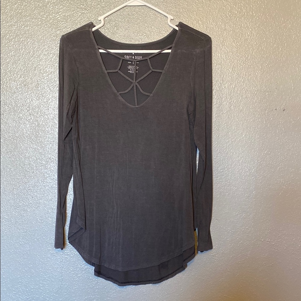 Charcoal Long Sleeve Top
